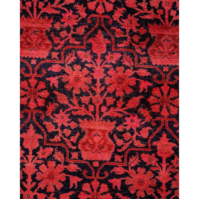 Overton Hand Knotted Wool Vintage Inspired Modern Contemporary Overdyed Red Area Rug - 10' 3" x 14' 0"