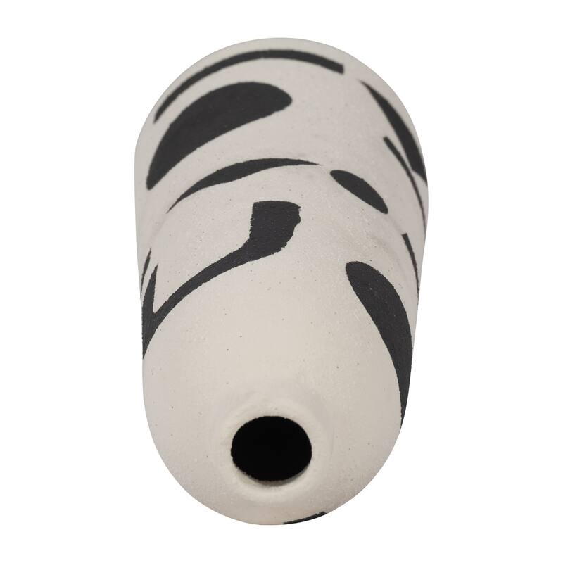 Ceramic Cylinder Geometric Funky Vase - Ivory, 15"