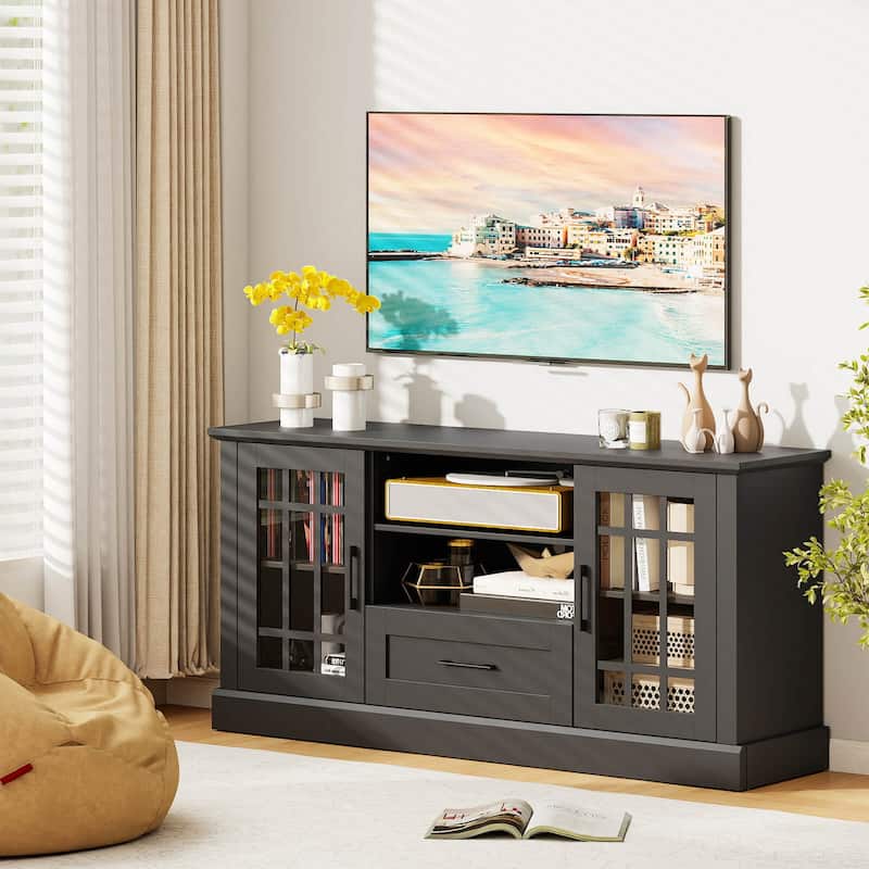 Costway Farmhouse TV Stand for TVs up to 70" Media Center with Glass - See Details