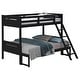 preview thumbnail 4 of 5, Contemporary Twin over Full Bunk Bed with Masculine Style Frame, Angled Ladder, Guardrails and Convertible Design, Black