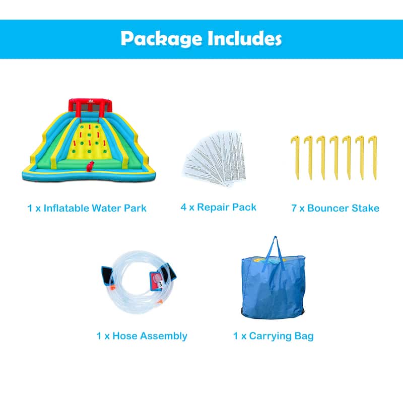Gymax Inflatable Mighty Water Slide Park Bounce Splash Pool Without