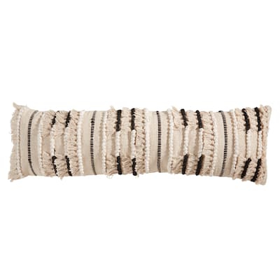 Stylish Fringe Poly Filled Pillow with Intricate Detailing