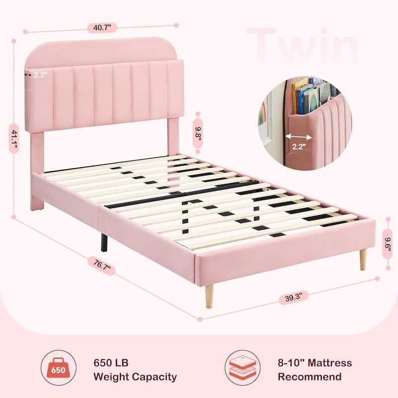 Twin Bed Frames With Velvet Platform Bed Mattress Foundation