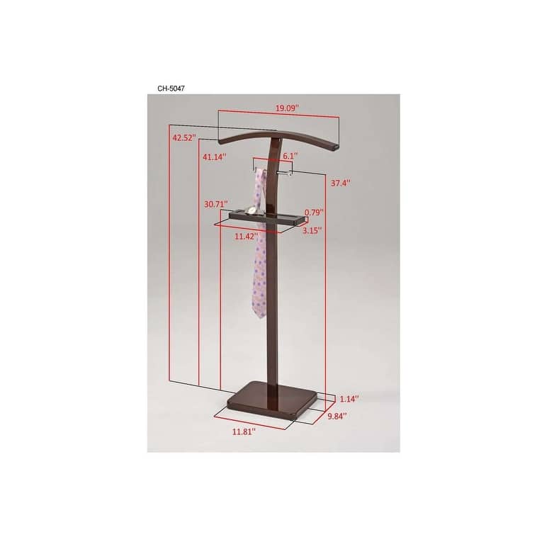 Walnut & Metal Valet Stand with Wide Bend Hanger