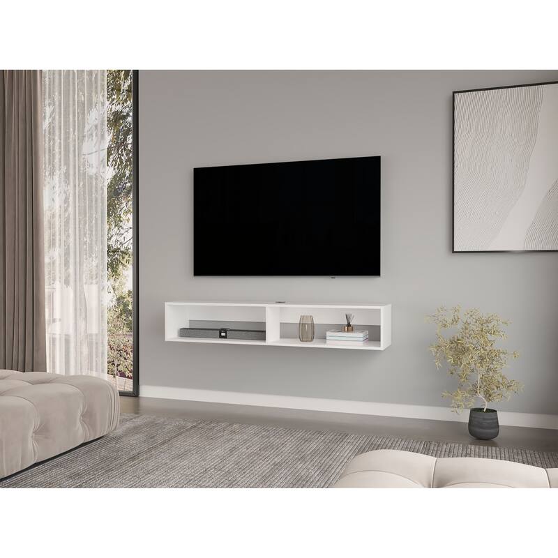 Sleek Floating TV Stand Moore, Finish with Cable Management for Living Room and Entertainment Spaces - White