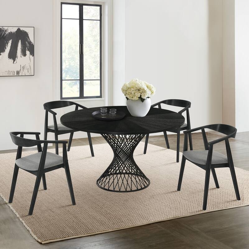 Cirque Santana 5 Piece Wood Dining Table Set - Charcoal/Black