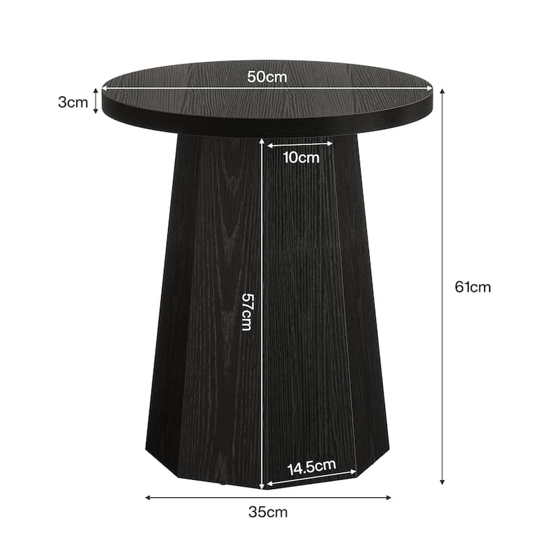 Round End Table, Wooden Couch Side Table, Nightstand Accent Furniture for Living Room, Bedroom