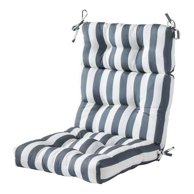 22-inch x 44-inch Polyester Outdoor High Back Chair Cushion (Cushion Only) - Canopy Stripe Gray
