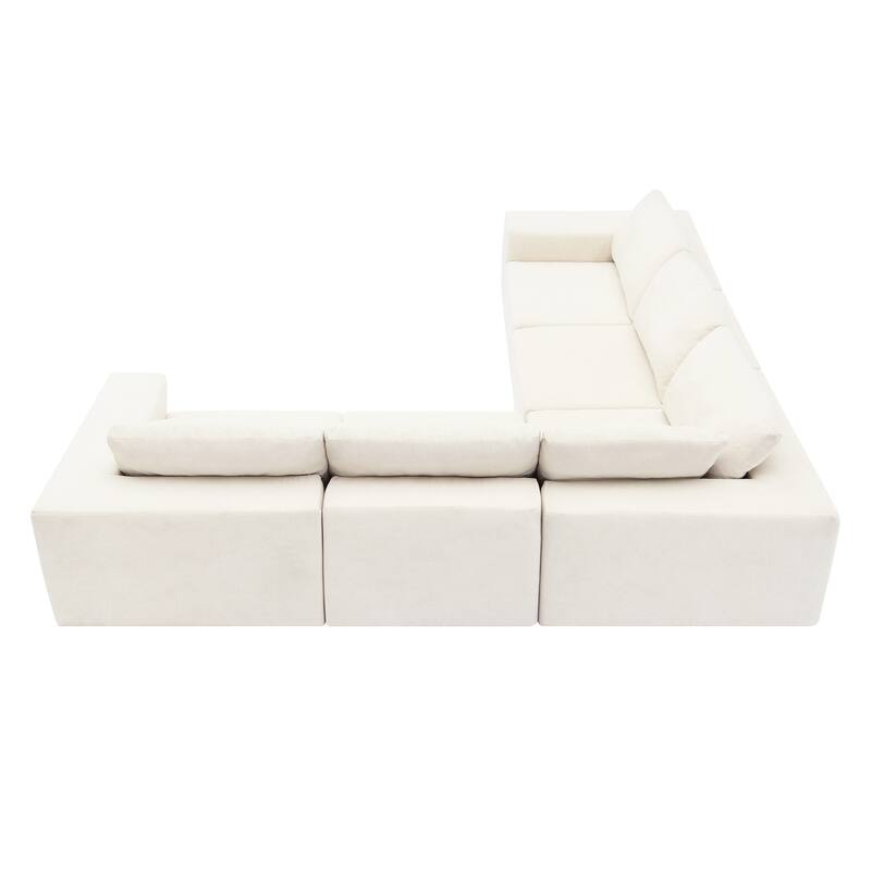 147" Fabric Modular Sectional Sofa with No Assembly, Wide Seats & Cloud Comfort