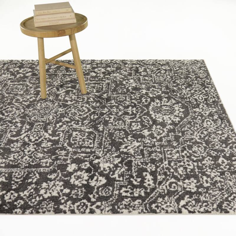 Vivian Oriental Medallion Area Rug - Charcoal - 7'10" x 10'