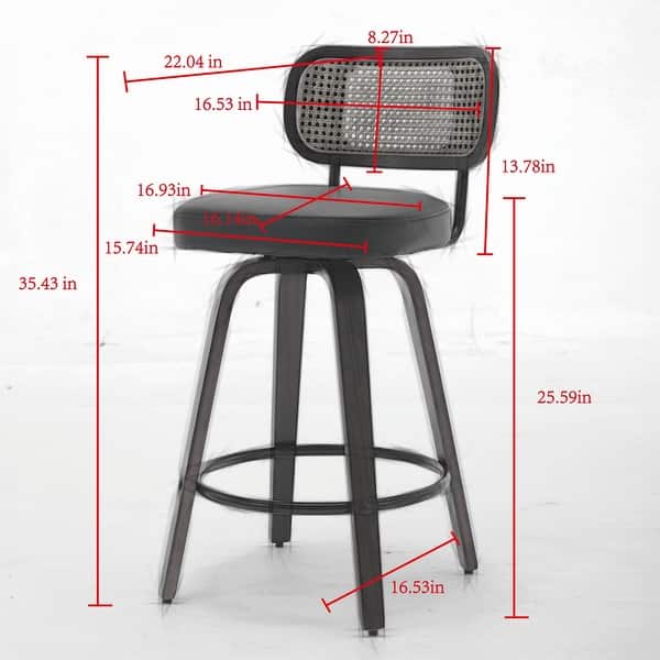 dimension image slide 1 of 2, PU Leather Counter Height Bar Stools Set of 3/2