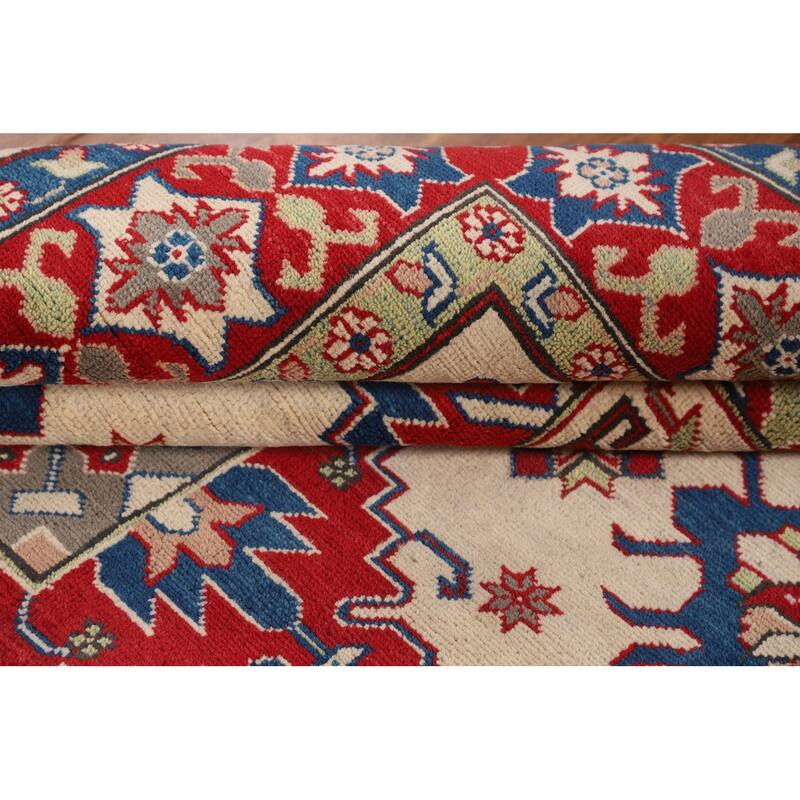 Kazak Area Rug Hand-Knotted Dining Room Wool Carpet - 5'0" x 6'8"