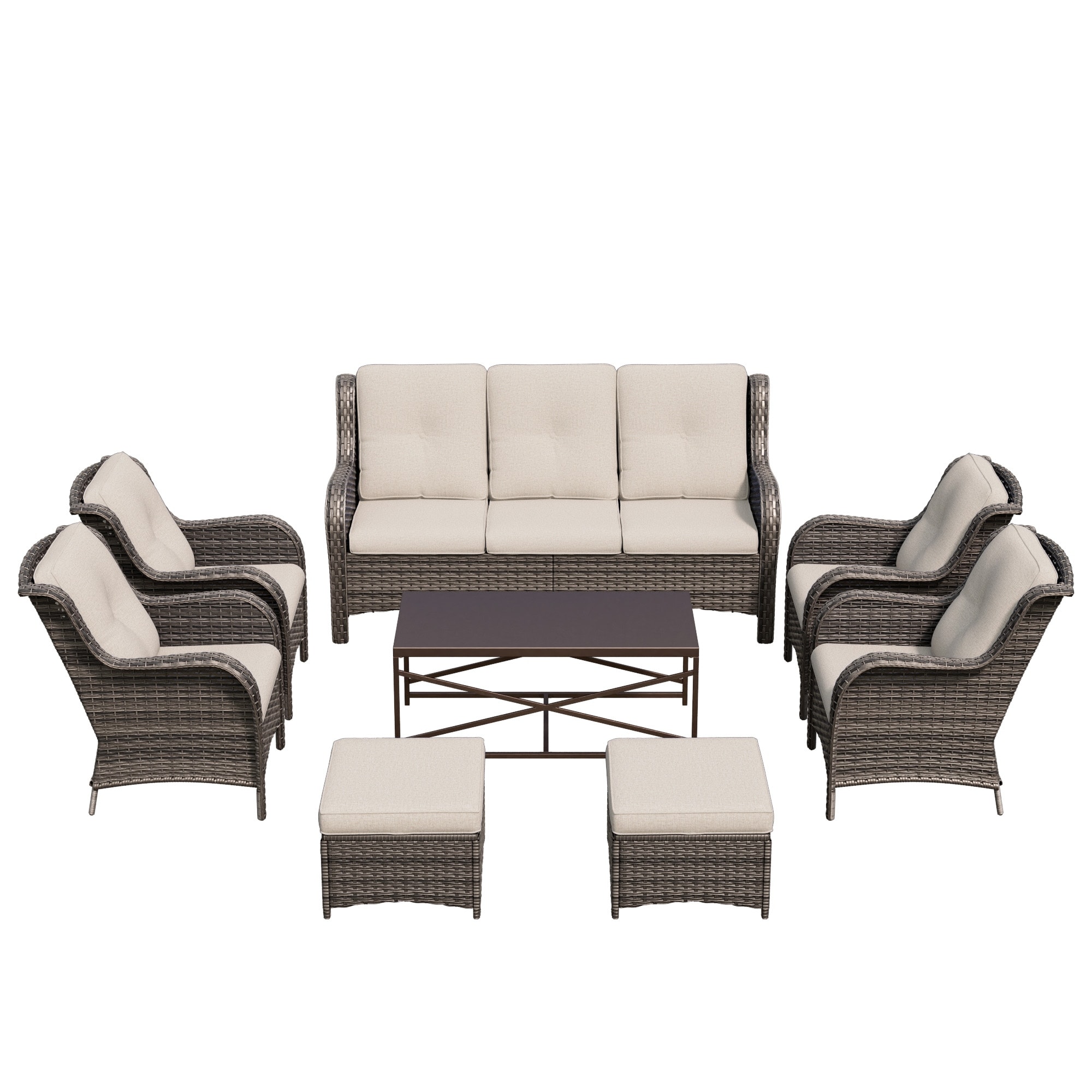 COZYWOR 8-Piece Patio Conversation Sofa Set