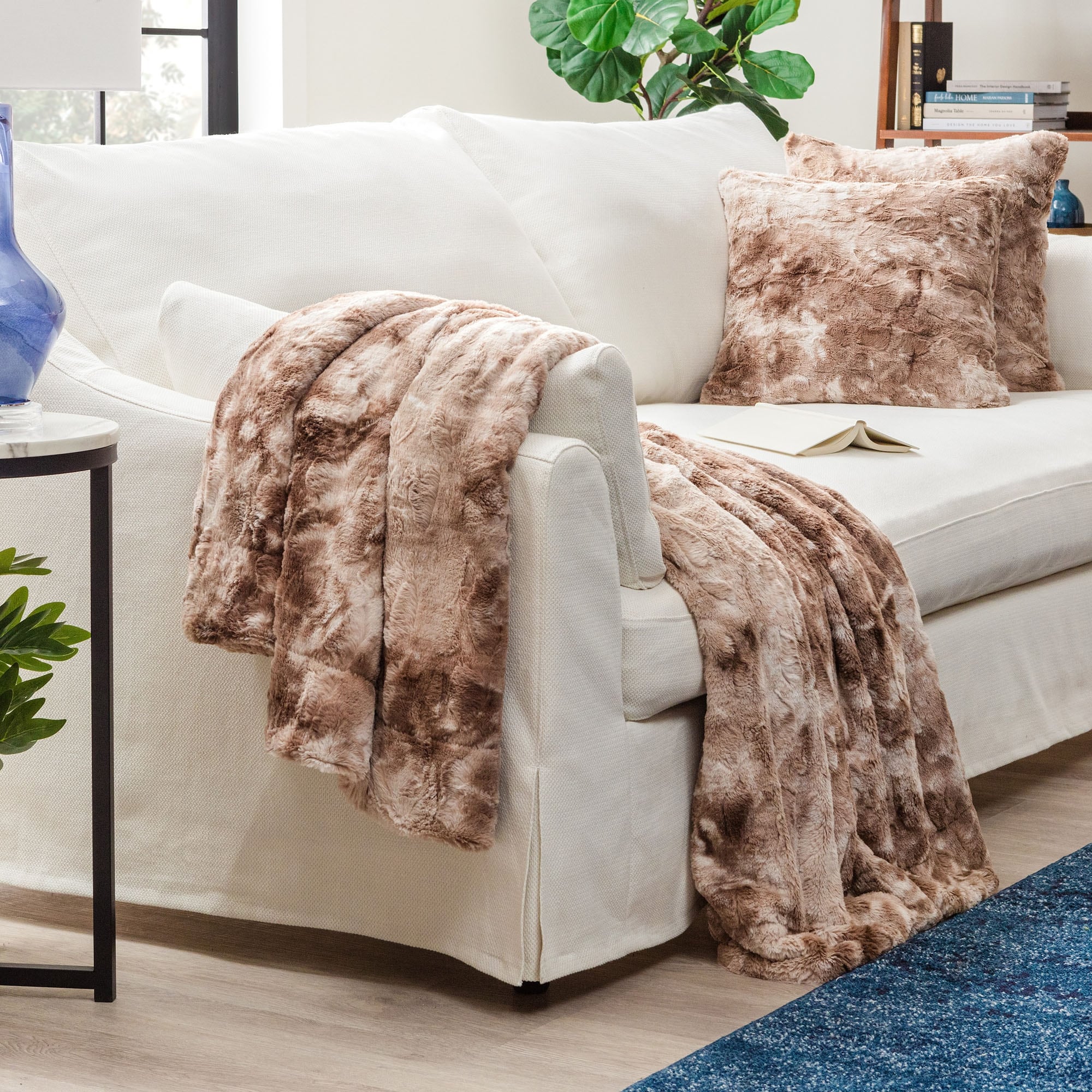 Chanasya 3 Piece Faux Fur Wolf Throw Blanket With Pillow Covers
