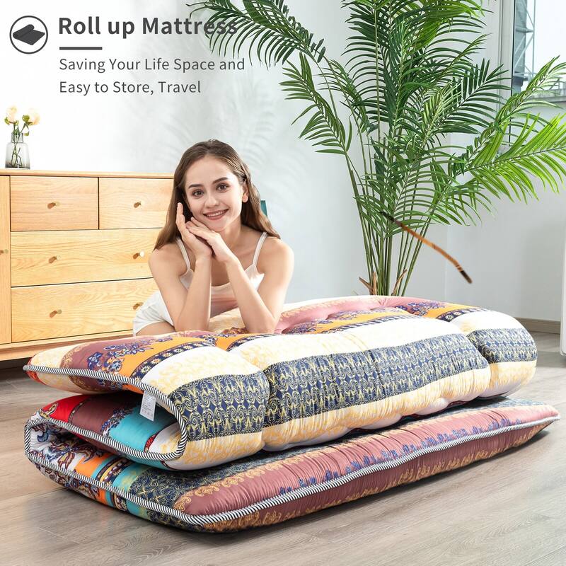 Boho Floral Pattern Japanese Floor Futon Mattress
