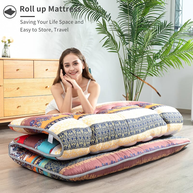 Boho Floral Pattern Japanese Floor Futon Mattress