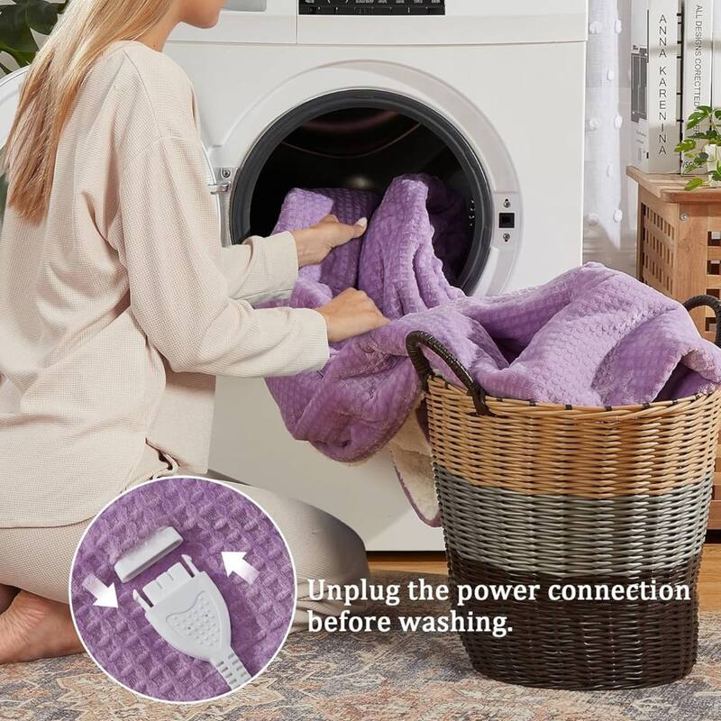 Electric Waffle Fast Heating Flannel Blanket, Purple