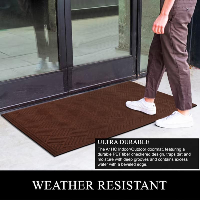 A1HC All Weather Durable Polypropylene Non Slip Backing Rubber Door Mat