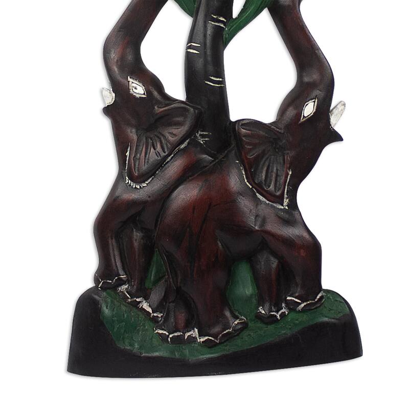Novica Handmade Elephant Couple Wood Wall Accent