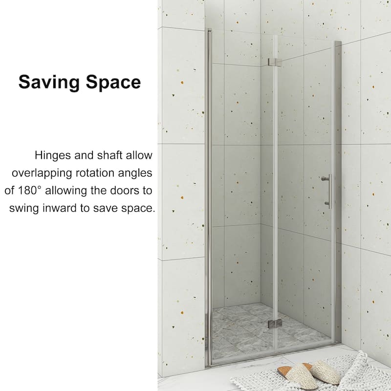 30/32/34/36 Bi-fold Semi-Frameless Shower Door with Clear Tempered Glass