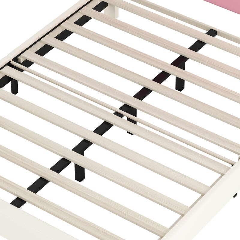 Wood Twin/Full size Upholstered Princess Bed With Crown Headboard