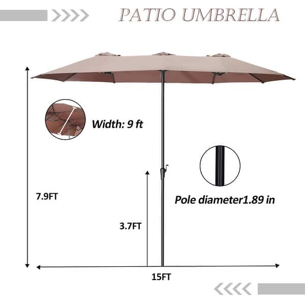 dimension image slide 5 of 5, Ainfox 15Ft Patio Umbrella with Crank Without Base