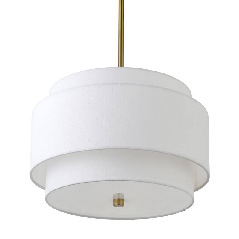 Solomon 16" Wide 2-Light Pendant with Tiered Fabric Shade - 16" Wide