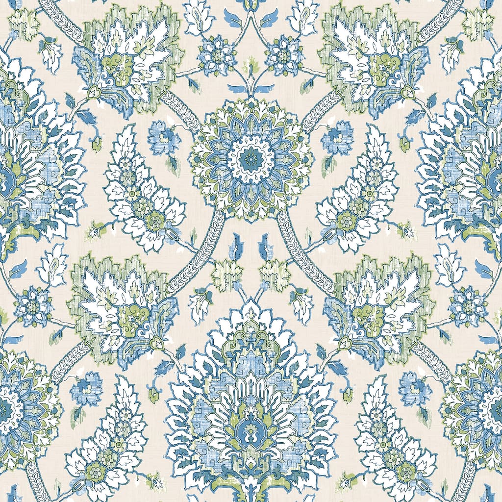 Waverly Blue & Green Clifton Hall Peel and Stick Wallpaper