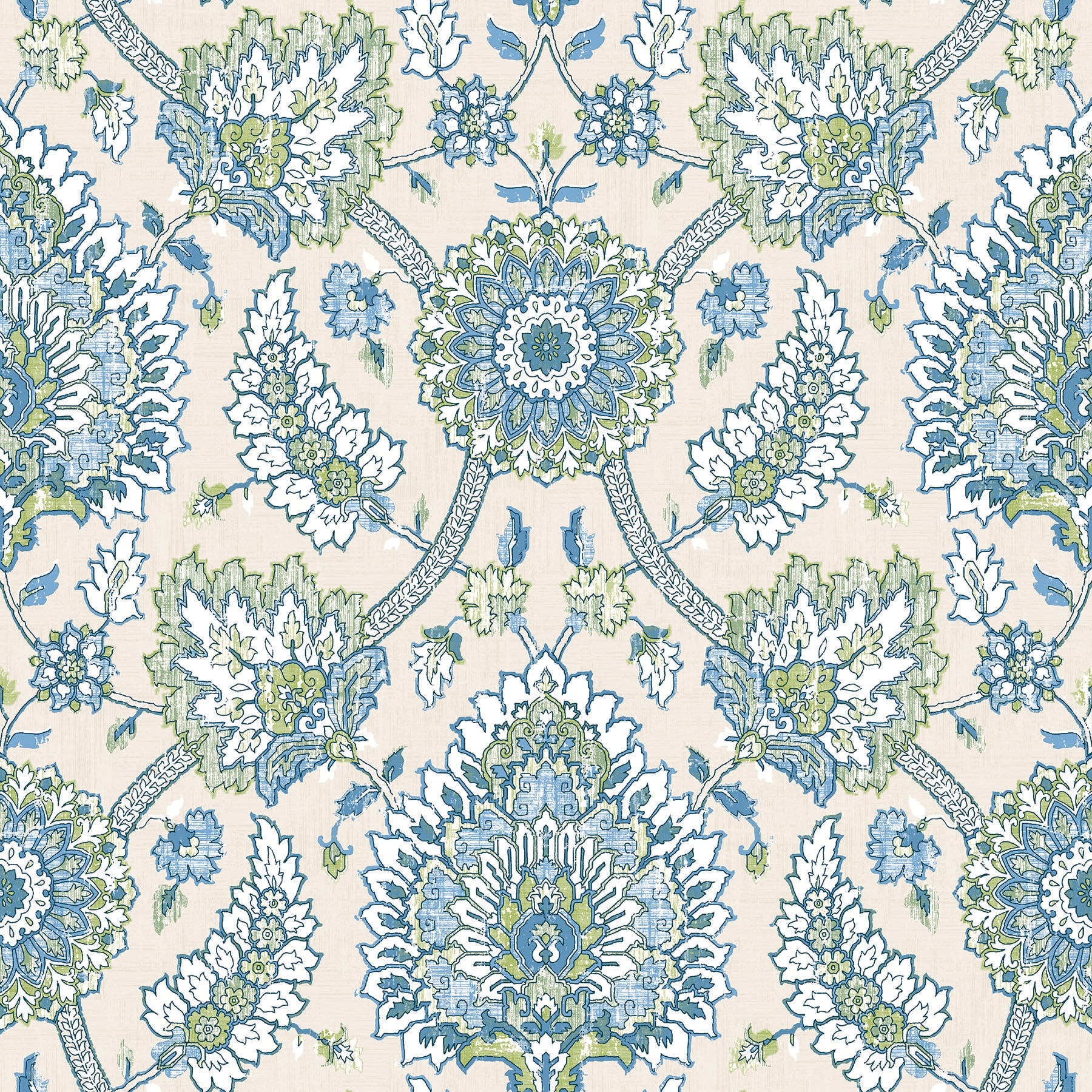 Waverly Blue & Green Clifton Hall Peel and Stick Wallpaper