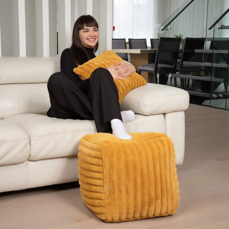 Gouchee Home Raya Cube Ottoman - Mustard