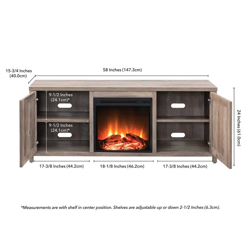 Granger 58" TV Stand with Log Fireplace Insert