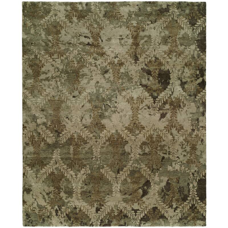 Transitional Multi-Colored Hand-Knotted Wool Area Rug - 10' Round - Multi-Colored