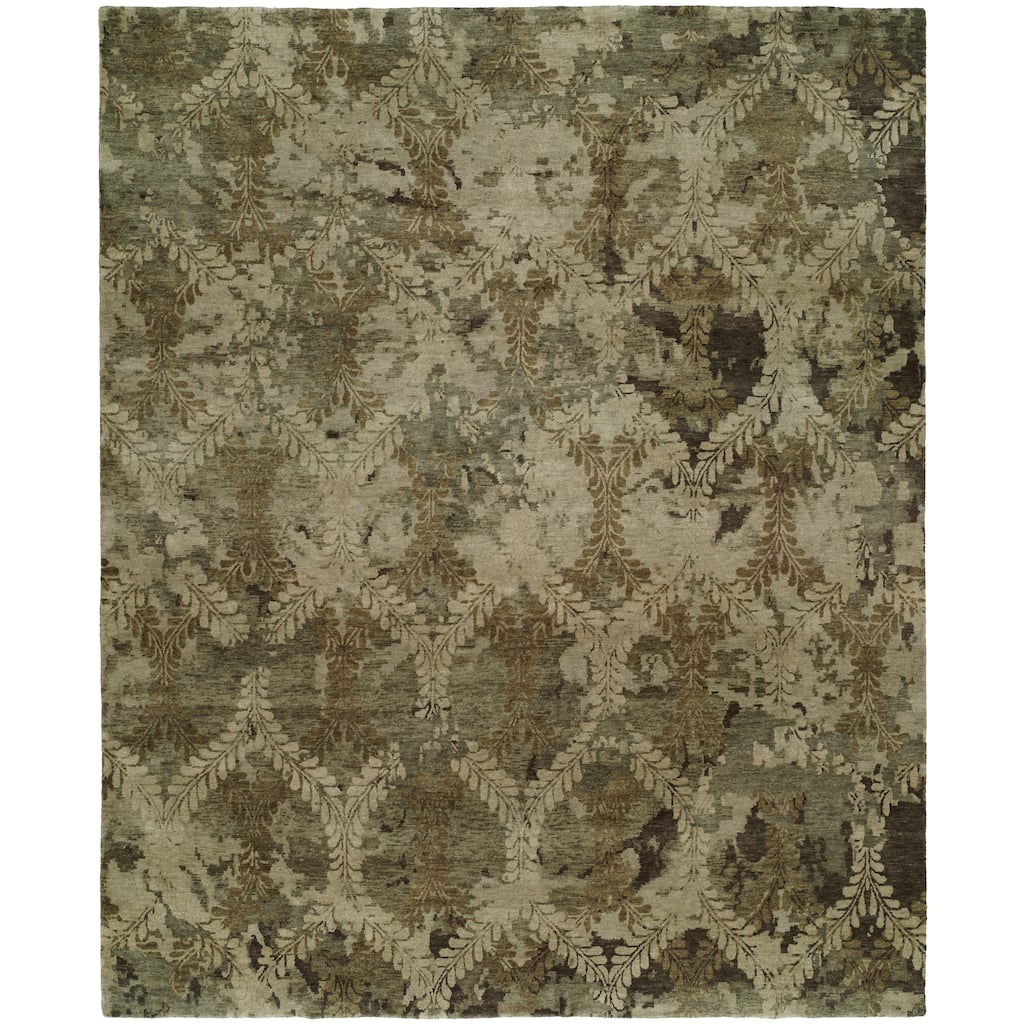 Transitional Multi-Colored Hand-Knotted Wool Area Rug