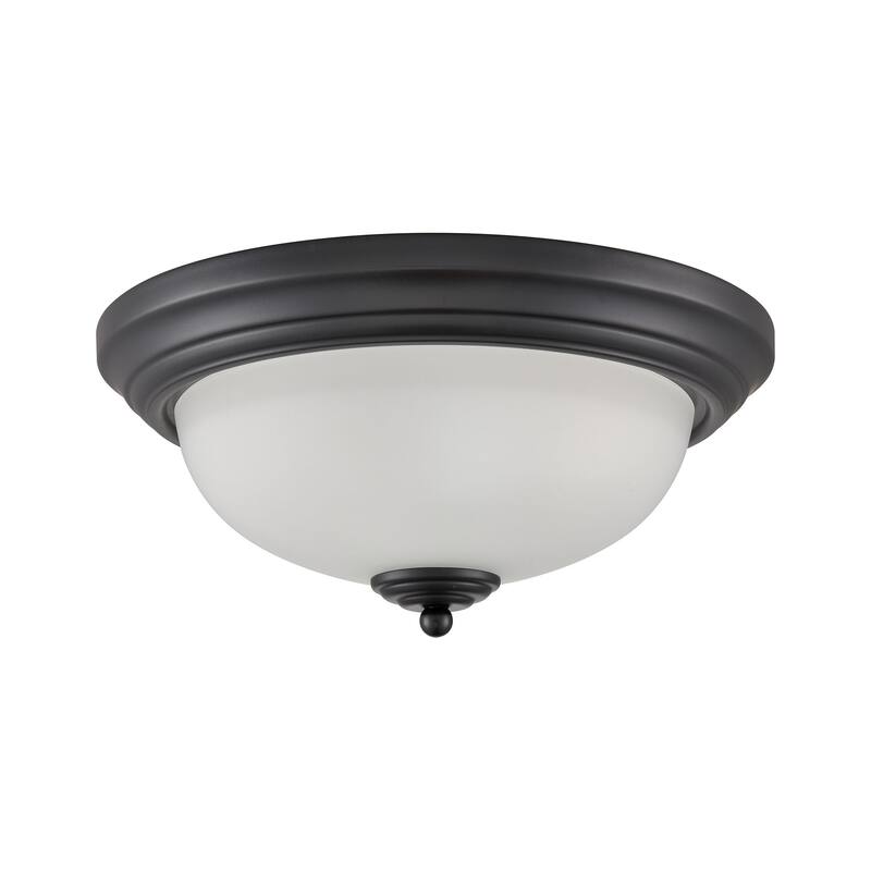 Elk Home Basics Black With White Glass 2 Light Flush Mount