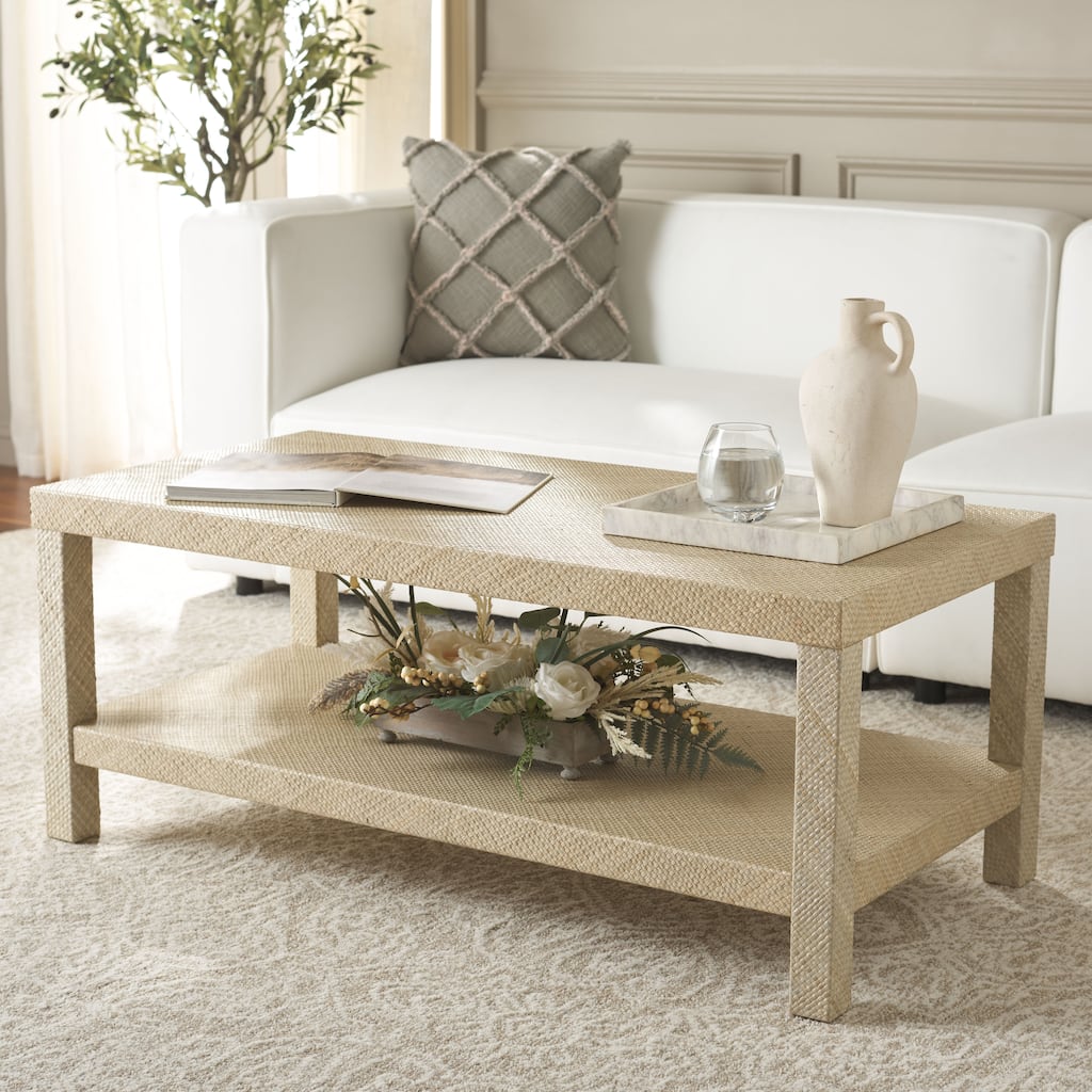 SAFAVIEH Apis Raffia 2-Shelf Coffee Table - 45"W x 22"D x 18"H