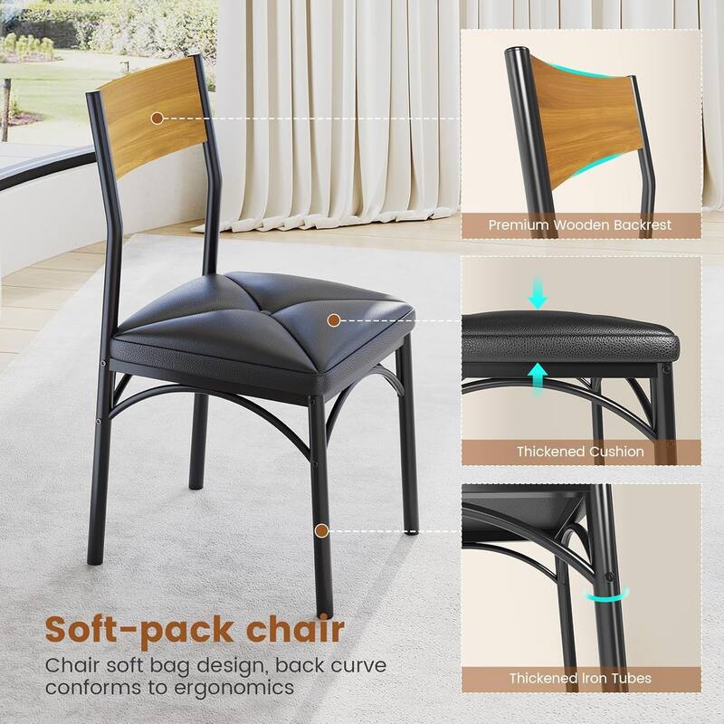 Extendable Dining Table Set 4-6 People 5-Piece Kitchen Table Set with 4 Cushion Chairs