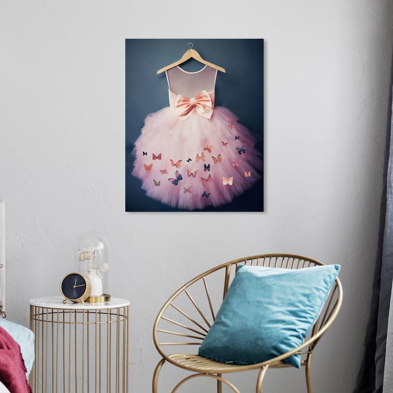 Wynwood Studio Fashion and Glam Tutu Teal Night Pink and Dark Blue Traditional Wall Art Canvas Print - 24 x 20