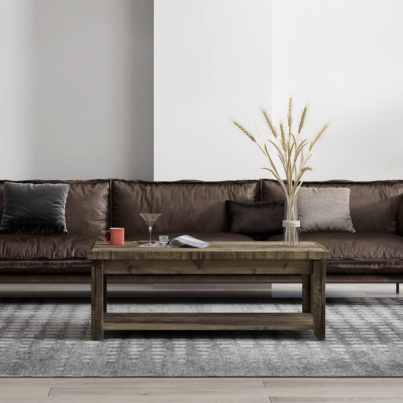 Bridgevine Home Joshua Creek 48 inch Coffee Table, No Assembly Required, Barnwood Finish - Barnwood - Wood