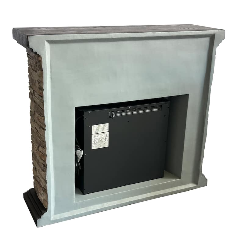 45" Electric Fireplace MGO Mantel with Faux Brick, 23" Firebox Insert and Remote Control Included