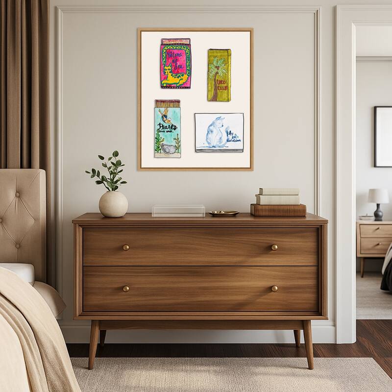 Pearl Divers Matchbooks by Nola James Framed Canvas Wall Art Print