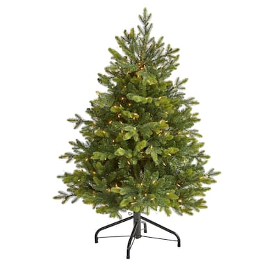 4’ Pre-Lit North Carolina Artificial Christmas Tree, Clear LED Lights - 4 Foot