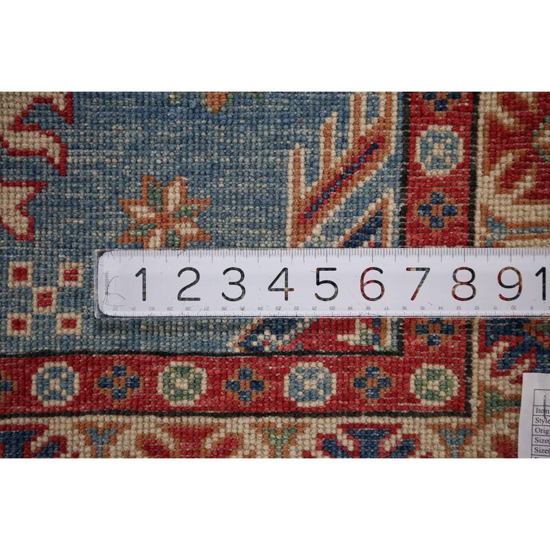 Blue Kazak Oriental Accent Rug Handmade Wool Carpet - 3'3" x 4'9"