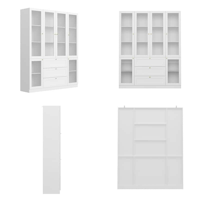 78.7" Tall Kitchen Pantry Cabinet with 3 Drawers, 6 Doors & Shelves - 78.7"H