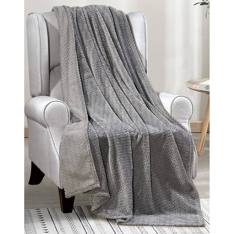 Décor&More Noble House Extra Heavy Chevron Braided Throw Blanket (50 inch x 60 inch ) - Grey - Throw