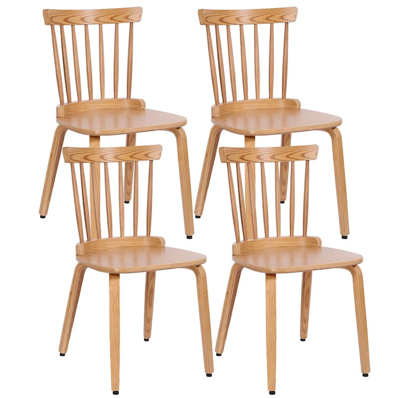 Solid Wood Spindle Back Windsor Dining Chairs, Set of 2 - 17.44" (W) x 19.7" (D) x 33.1" (H)
