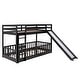 preview thumbnail 21 of 25, Twin over Twin Wood Bunk Bed with Convertible Ladder and Slide
