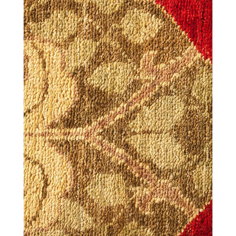 Overton Hand Knotted Wool Vintage Inspired Modern Contemporary Arts & Crafts Red Area Rug - 5' 10" x 8' 8"