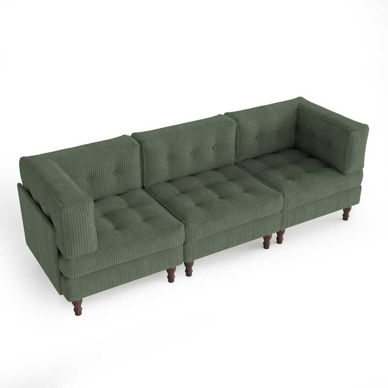 Oversized Modular Sectional Corduroy Fabric Tufted Sofa