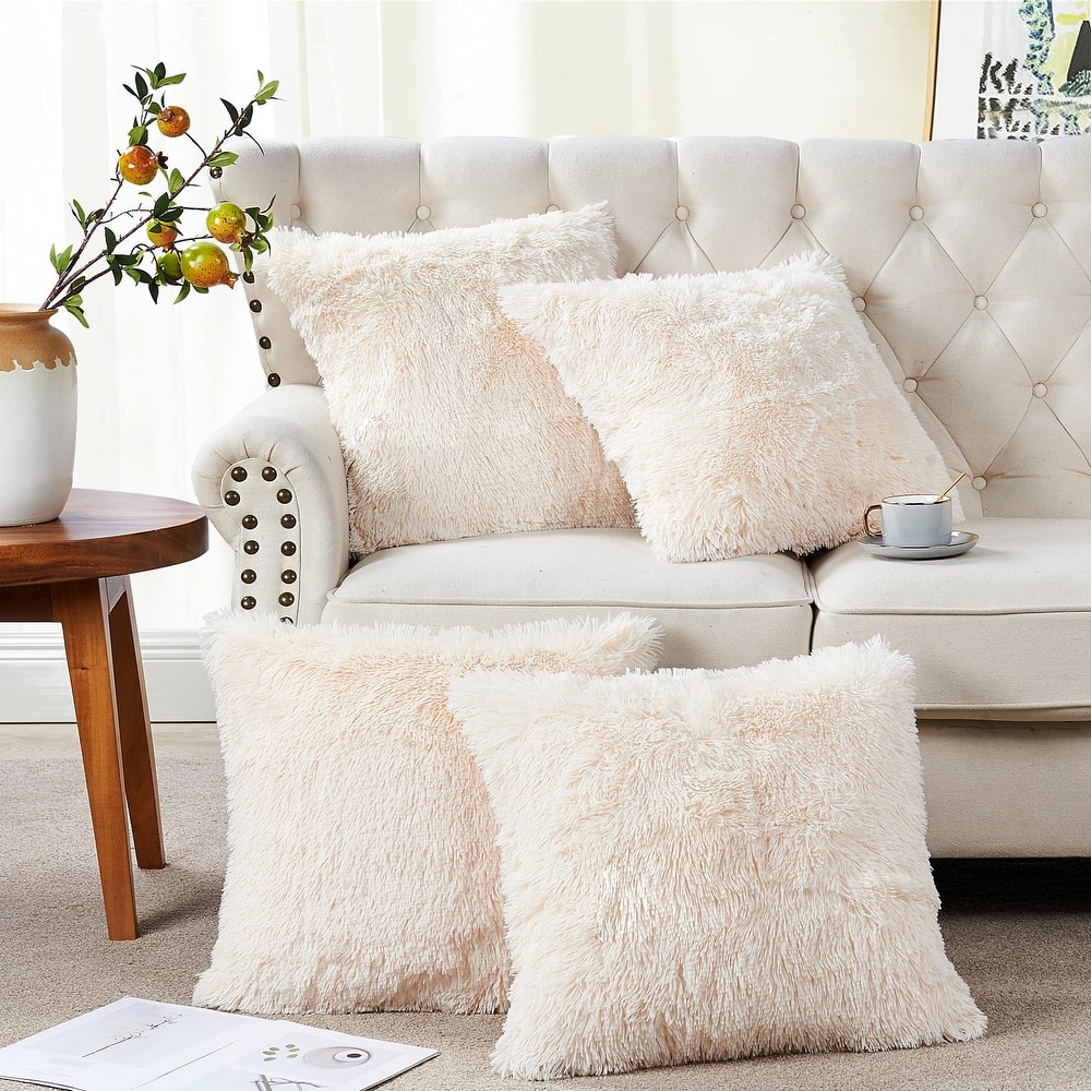 Halsted Shaggy FauxFur Decorative Throw Pillow Cover Set, NO INSERT
