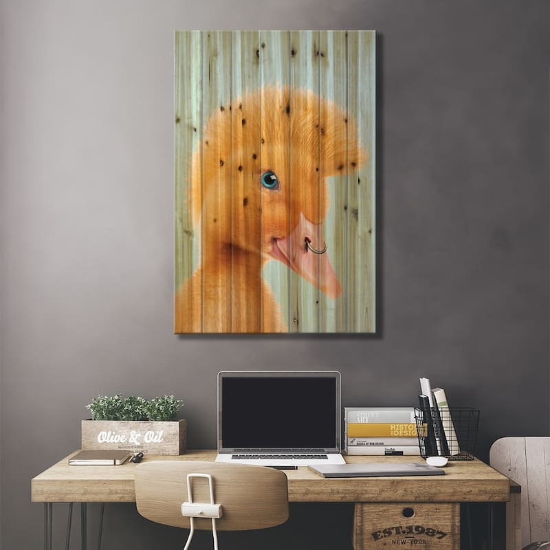 Rebel Duckling Print On Wood by Jonas Loose - Multi-Color